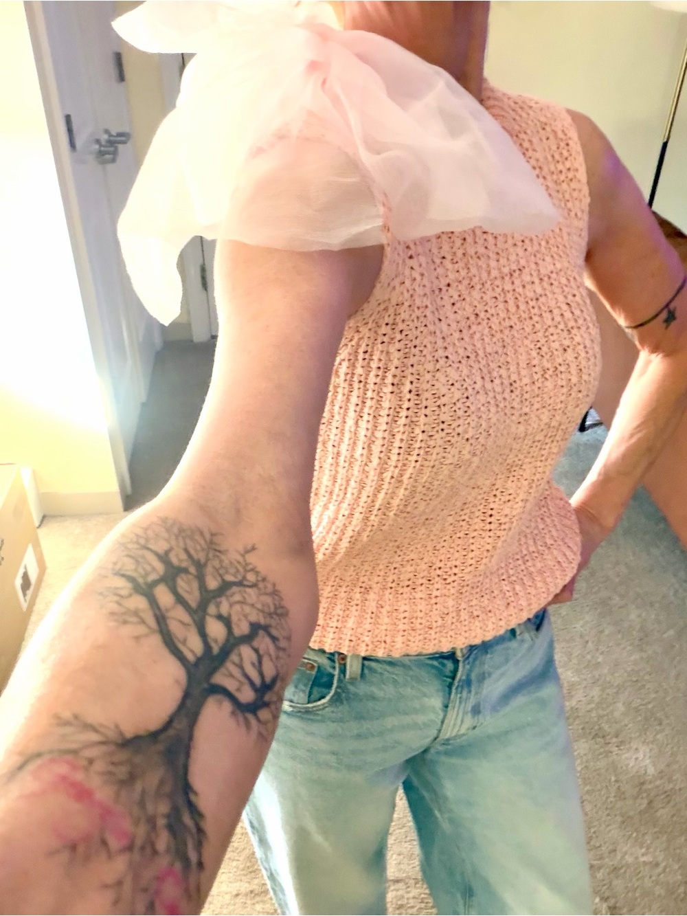 Zara Light Pink Sleeveless Cowl Neck Knit Sweater new without tags.